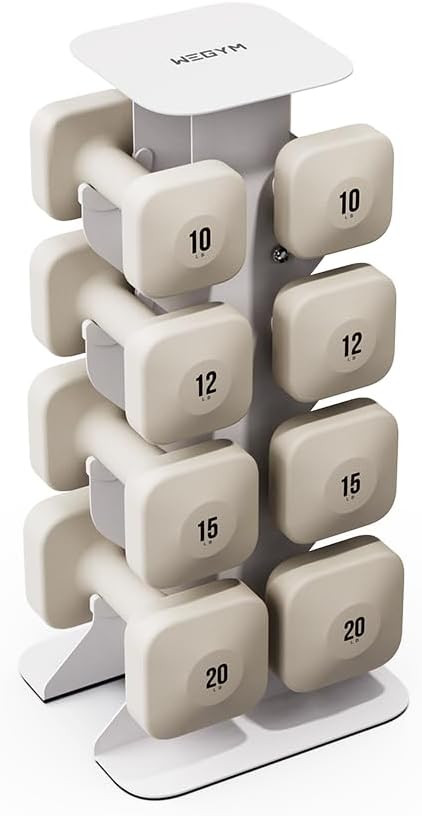 SafeGrip Dumbbells (10+12+15+20LB, Pair, Sandstone) with White Dumbbell Rack, for Secure Workouts... | Amazon (US)