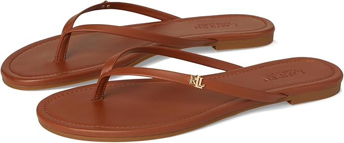 Lauren Ralph Lauren Women's Raquel Leather Flip-Flop | Amazon (US)