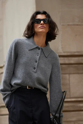 The Cashmere Polo in Heather Smoke | Sold Out NYC
