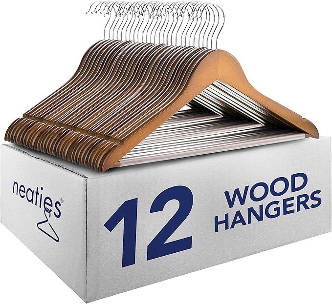 Neaties Natural Wood Hangers with Brown Walnut Finish, 12pk | Amazon (US)