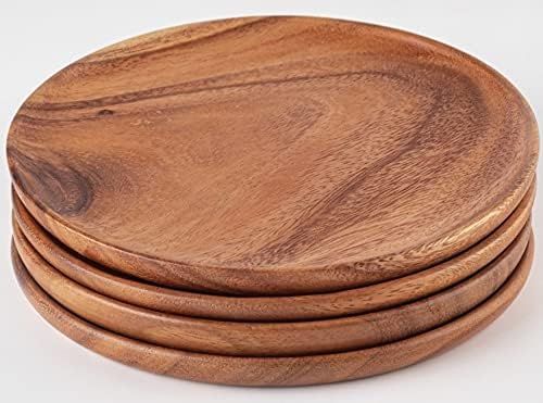 Gourmet Acacia Wood Charger Plates: Decorative Appetizer Serving Trays Set of 4 for Desert | Hand... | Amazon (US)