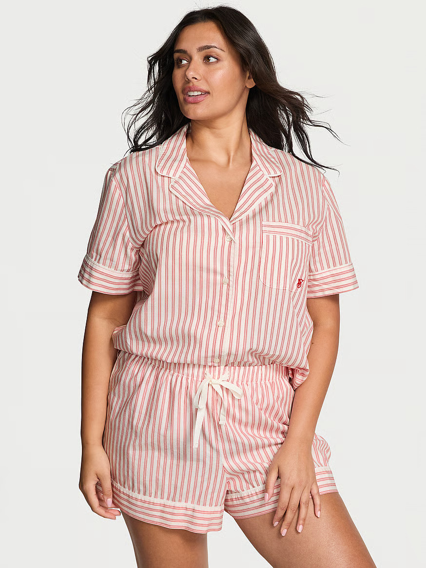 Buy Heritage Cotton Short Pajama Set, Coconut White/Lipstick Cottage Stripe - Order Pajamas Sets ... | Victoria's Secret (US / CA )