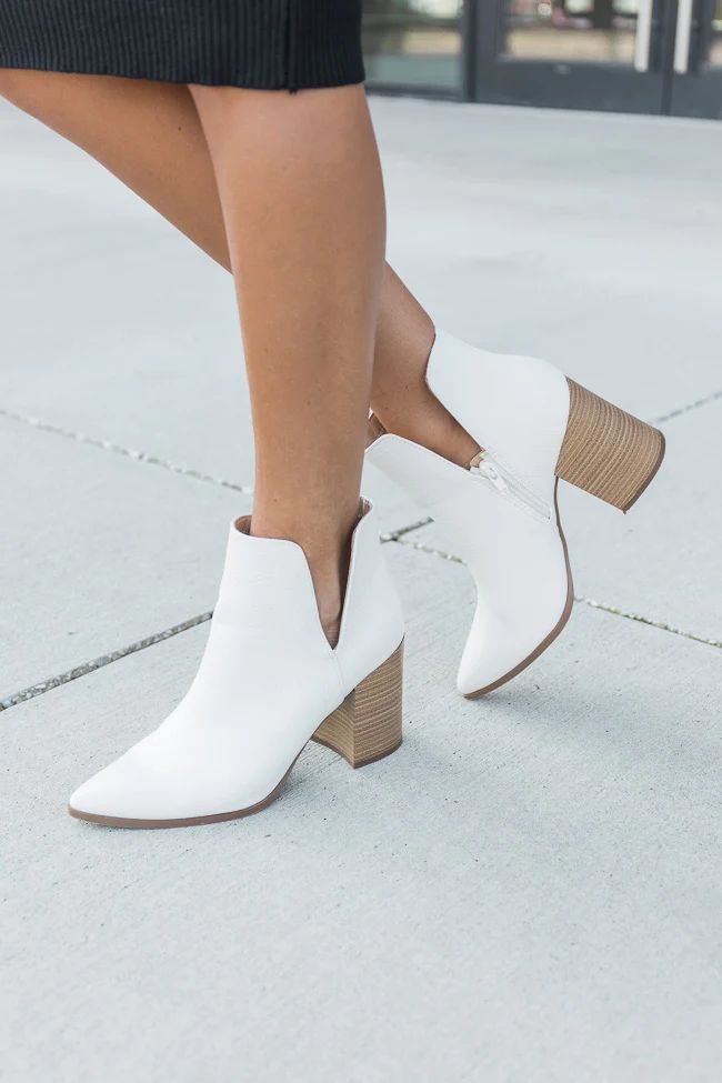 Darleen White Croc Side Slit Booties | The Pink Lily Boutique