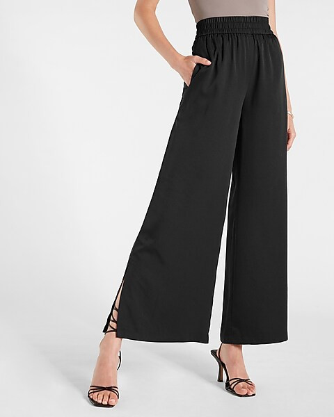 Super High Waisted Pull-On Drapey Wide Leg Pant | Express