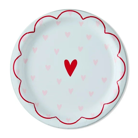 Disposable Paper Plates, 9", Pink and Red Hearts, 8 Count, Valentine's Day by Way To Celebrate | Walmart (US)