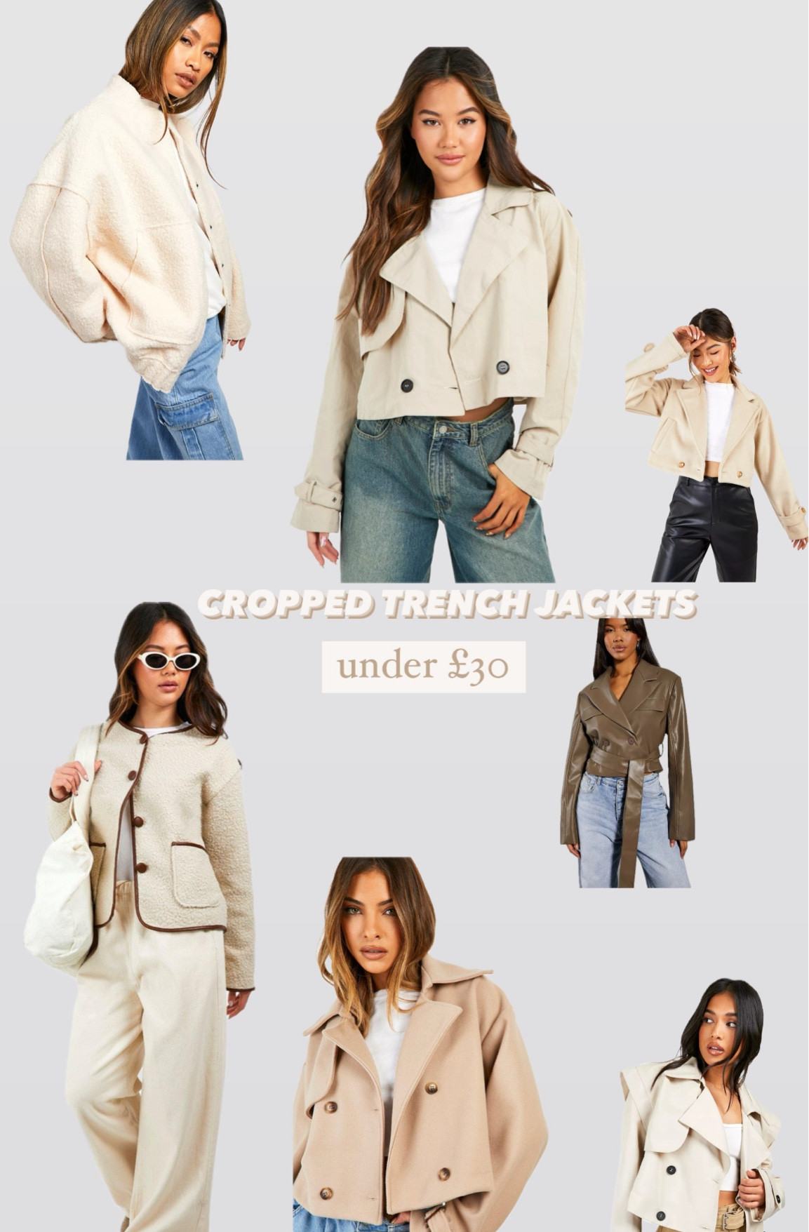 Beige cropped trench jackets style trending spring fashion look fashion for less under £30

#croppedtrench #affoardablefashion

#LTKsalealert #LTKfindsunder50 #LTKstyletip