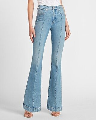 High Waisted Seamed Slim Flare Jeans | Express