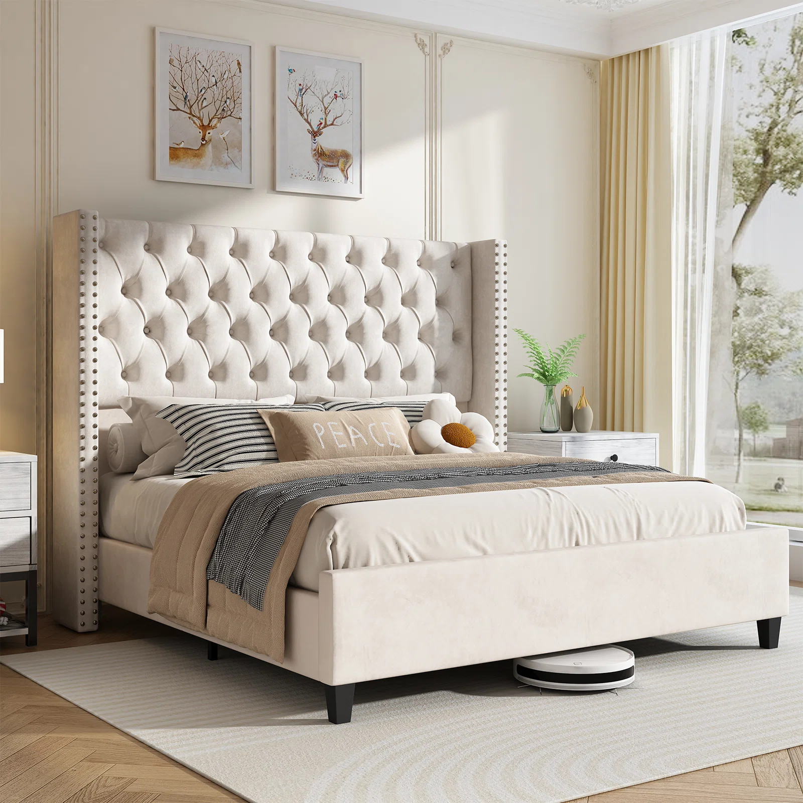 Willa Arlo™ Interiors Dillwyn Upholstered Wingback Bed & Reviews | Wayfair | Wayfair North America