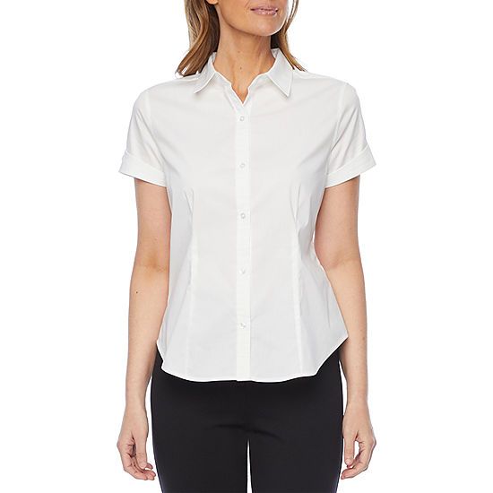 Liz Claiborne Womens Short Sleeve Regular Fit Button-Down Shirt | JCPenney