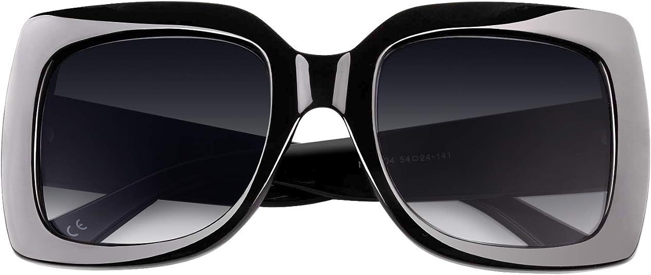 GQUEEN Women Oversized Square Frame Sunglasses Multiple Tinted Glitter Designer Inspired Stylish ... | Amazon (US)