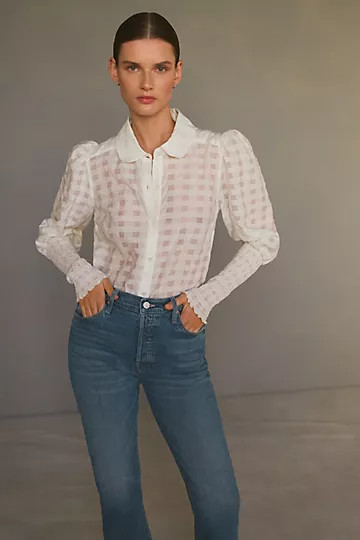 Maeve Smocked Buttondown Blouse | Anthropologie (US)