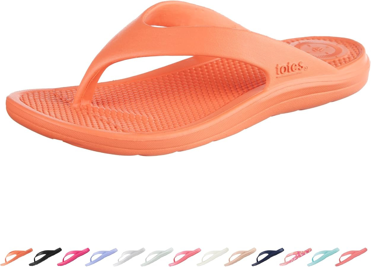 totes Women's Everywear Ara Thong Sandal, Tigerlilly, 10 | Amazon (US)