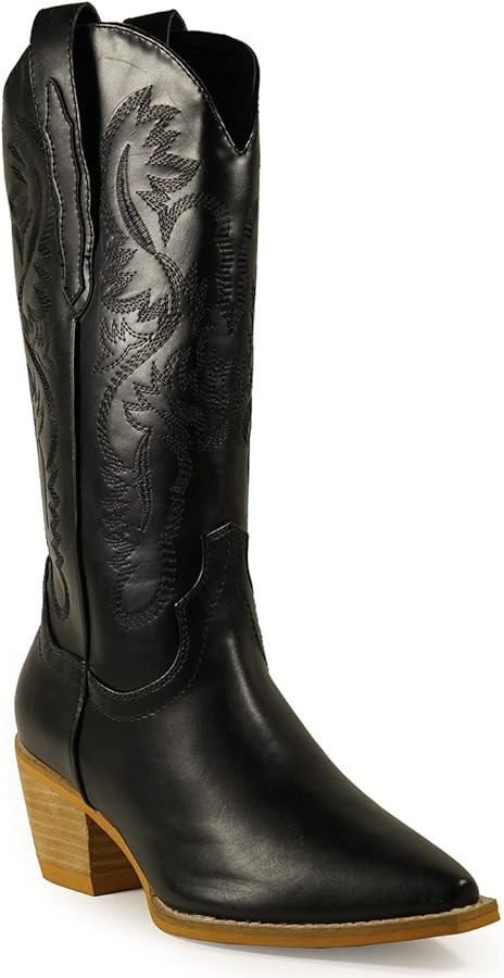 ARiderGirl Hanan Women Knee High Western Style Stacked Heel Boots | Amazon (US)