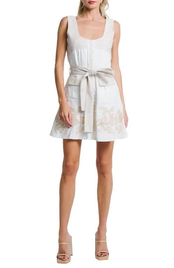 CIEBON Embroidered Fit & Flare Minidress in Off White at Nordstrom Rack, Size X-Small | Nordstrom Rack