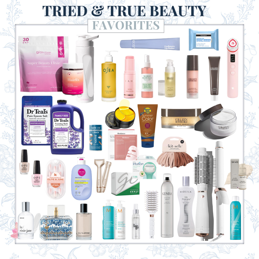  A curated edit of tried and true beauty favorites across skincare, haircare, body care, and the daily essentials that consistently deliver. These are the formulas and tools that have earned a permanent place in the rotation.

beauty favorites, tried and true beauty, skincare favorites, haircare favorites, body care favorites, beauty tools, daily beauty essentials, self care favorites, makeup remover, lip butter, body oil, hair mask, dry brush, nail care, perfume, bath soak, tanning lotion, collagen mask, kenra, biosilk, moroccanoil, mario badescu, Dr Teal’s, OSEA, EOS, Colleen Rothschild, Kitsch, AudrieDollins

 

#LTKmorningroutine #LTKOver40 #LTKselfcare