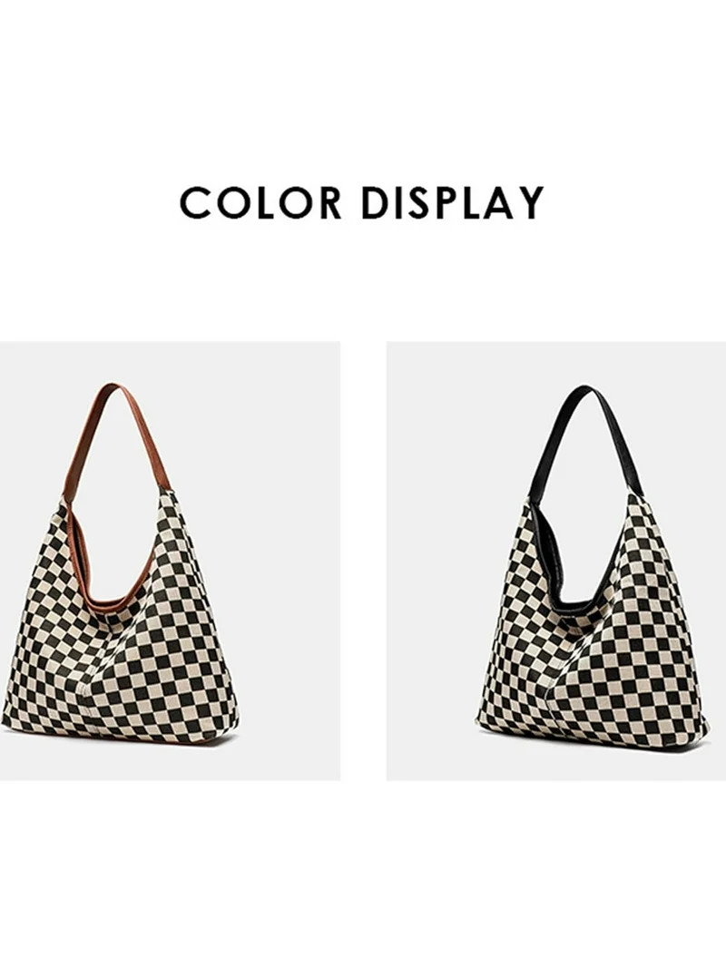 Sdmnsg-T Slouchy Shoulder Bag Checkered Y2K Hobo Tote Bag for Women Vintage Checkerboard Large Ca... | Walmart (US)