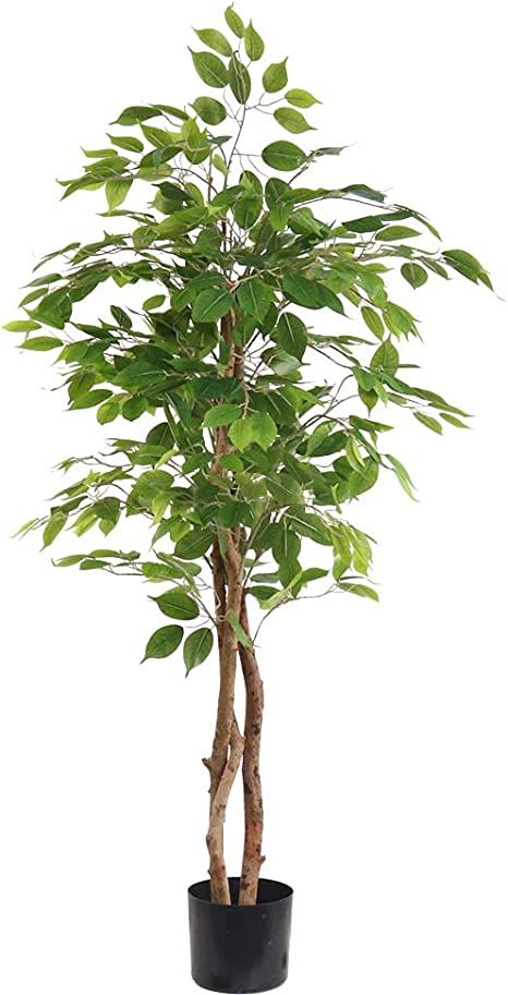 60'' Tall Artificial Tree Fake Ficus Indoor Silk Plant Large Potted Home Decor Faux Plants(1PC) | Amazon (US)