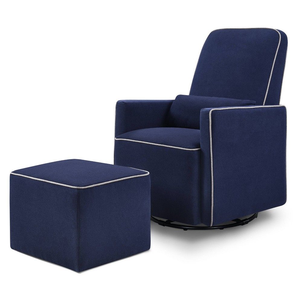 DaVinci Olive Glider and Ottoman - Navy With Gray Piping | Target