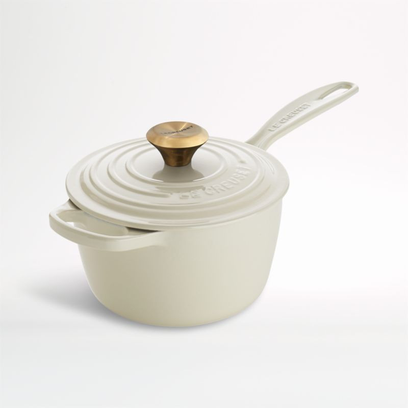 Le Creuset Signature 1.75 qt. Cream Saucepan with Lid + Reviews | Crate & Barrel | Crate & Barrel