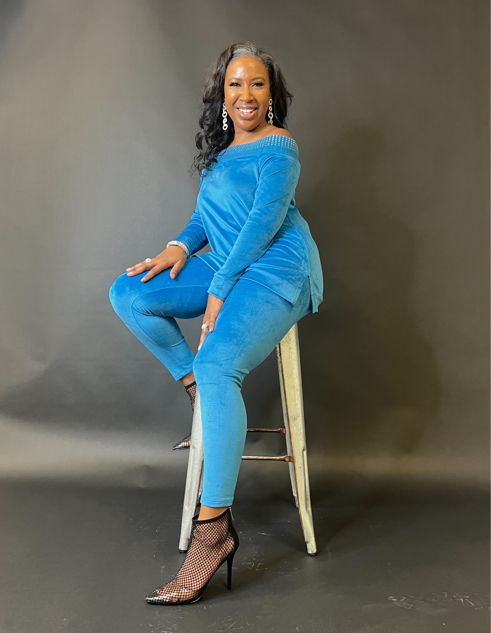 Velour tracksuit that is perfect for casual holiday gatherings, last minute shopping, or lounging at home. Material is soft and has nice stretch. Wearing size medium. The shoes add glam to a casual outfit, and have just the right amount of sparkle. Very comfortable. 

#LTKFind #LTKHoliday #LTKsalealert