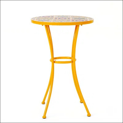 Outdoor Side Table With Tile Mosaic Top And Durable Metal Legs, Perfect For Patio And Balcony | Wayfair North America