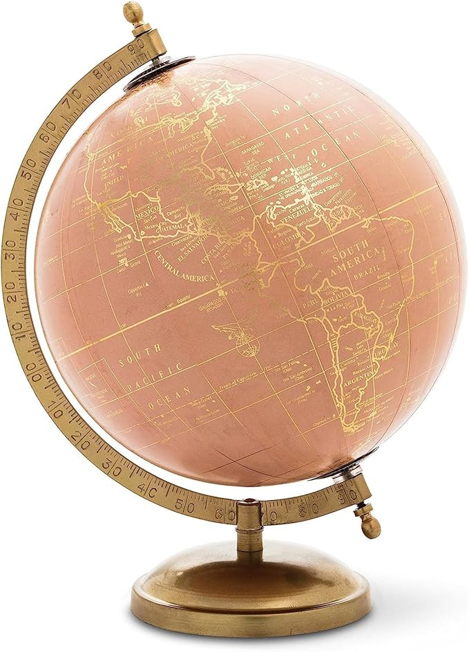 Abbott Collection 57-LATITUDE-01 Spinning Small Decorative Globe, Pink/Gold, 11" H | Amazon (US)