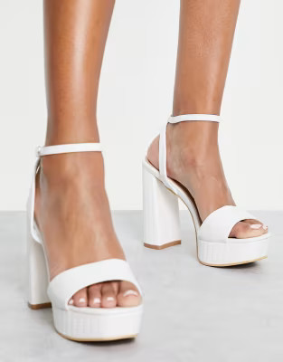 Glamorous espadrille platform heel sandals in white | ASOS (Global)