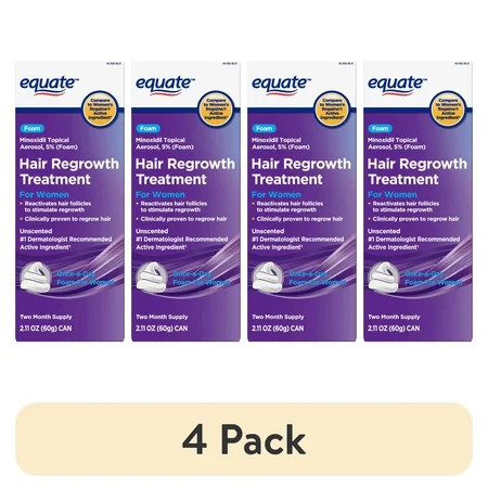 (4 pack) Equate Hair Regrowth Treatment For Women, Minoxidil 5 Percent (Foam), 2.11 oz | Walmart (US)
