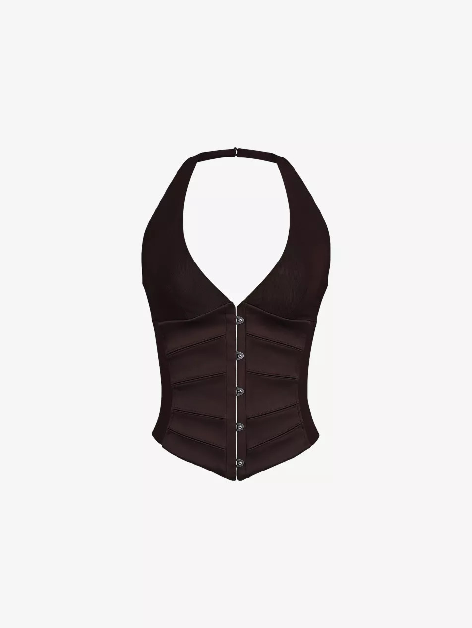 Lia Halterneck Satin Corset Top | Selfridges