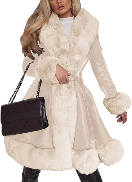 Aurgelmir Women's Faux Leather Jacket Coat Short/Long Parka Coat with Fur Collar Outwear | Amazon (US)