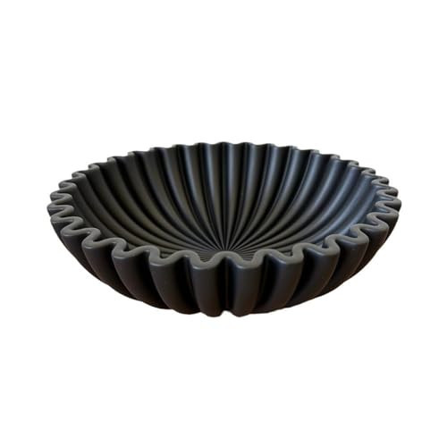 Smalibal Large Decorative Bowl Black Decorative Bowls for Home Decor Modern Living Room Home Office Resin Fluted Bowl Coffee Table Bookshelf Centerpiece Desktop Decoration Black | Amazon (US)
