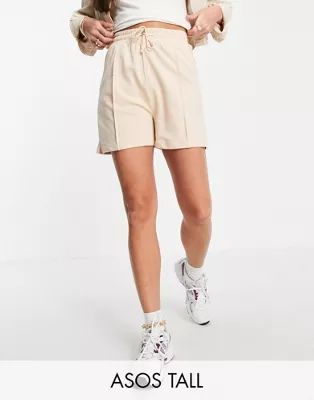 ASOS DESIGN Tall sweat short with pintuck in organic cotton in stone | ASOS (Global)