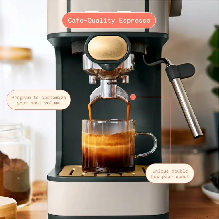 Beautiful Slim Espresso Machine with 20-Bar Pressure, Porcini Taupe by Drew Barrymore | Walmart (US)