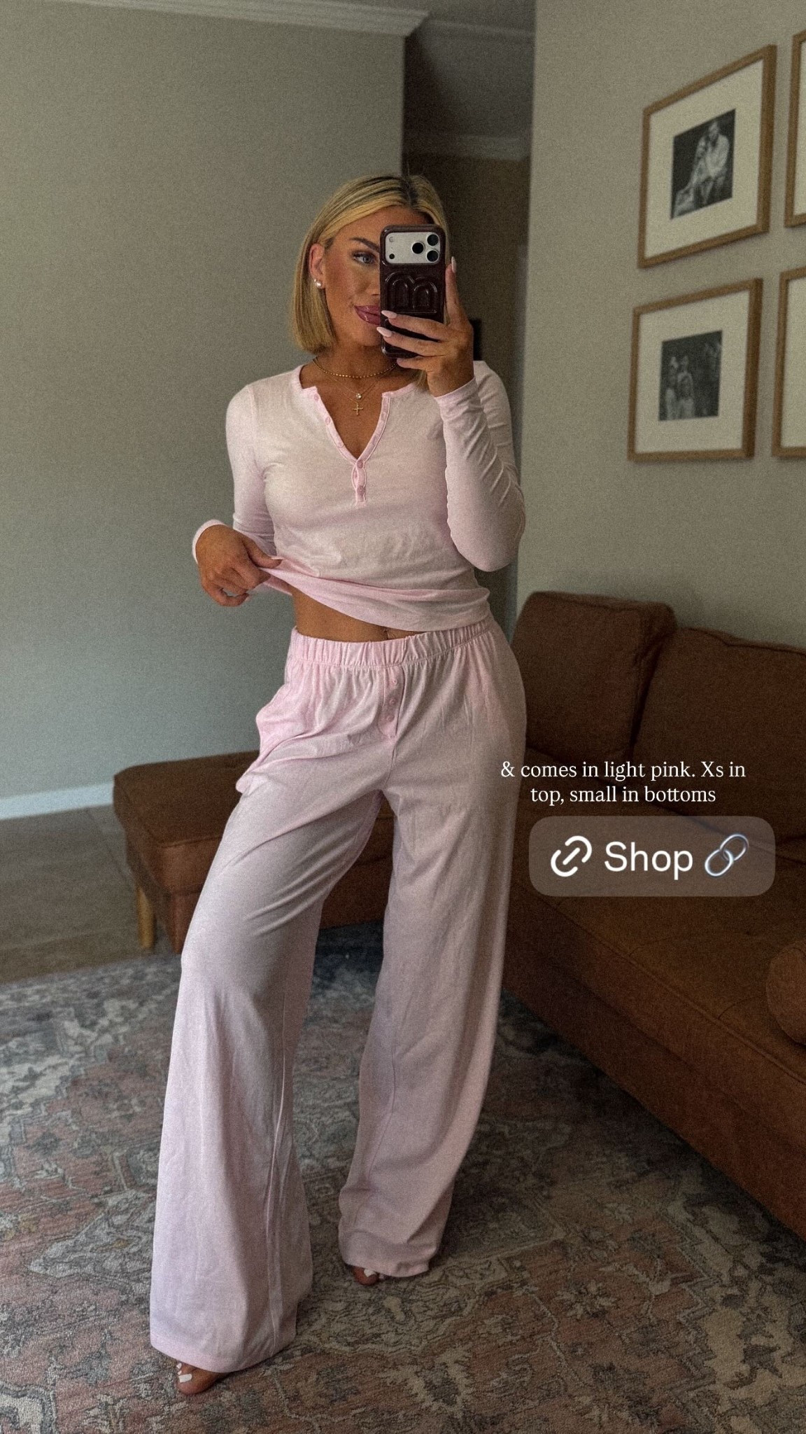 & comes in light pink. Xs in top, small in bottoms