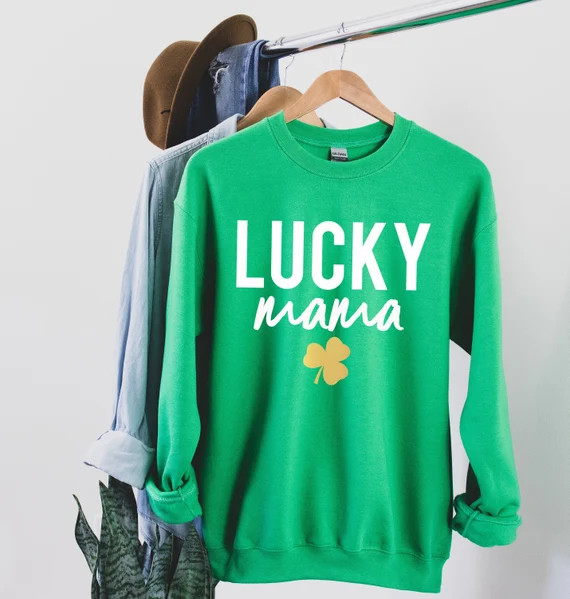 St Patty's Day Sweatshirt - Lucky Mama St Patricks Day Sweatshirt - Shamrock Shirt - Irish Sweats... | Etsy (US)