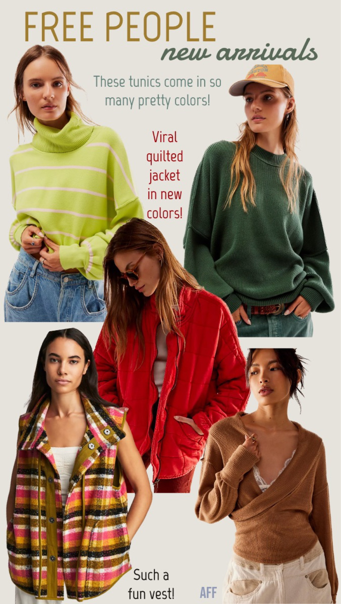  Free People New Arrivals! So many cute options you can dress up or down. Everything pictured comes in multiple colors, too!
…………………….
striped sweater, free people sweater, free people tunic, new free people, green sweater, hunter green sweater, hunter green tunic, oversized vest, checkered vest, plaid vest, free people vest, free people oversized vest, free people quilted jacket, free people jacket, viral quilted jacket, crossover sweater, easy street tunic, dolman quilted knit jacket, Ziggy denim overalls, Ziggy overalls, free people onesie, free people hit the slopes pullover, hold me close pullover, free people puffer coat, travel day look , travel look, workwear, work outfit, teacher outfit, teacher looks, sweater set, free people sweater set, free people matching set, cord skirt, full skirt, pauline sweater, hot shot runner, free people under $100, free people under $150, cozy fall looks, fall trends

#LTKbump #LTKworkwear #LTKcurves