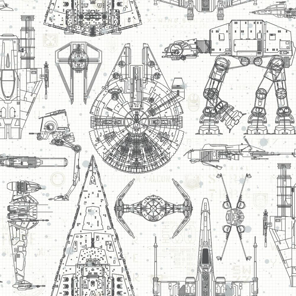 Star Wars Blueprint Vinyl Peelable Wallpaper (Covers 28.18 sq. ft.) | The Home Depot