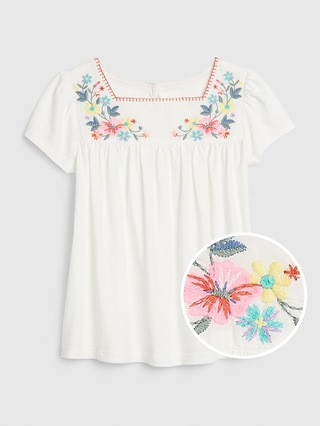 Kids Squareneck Embroidered Top | Gap (US)