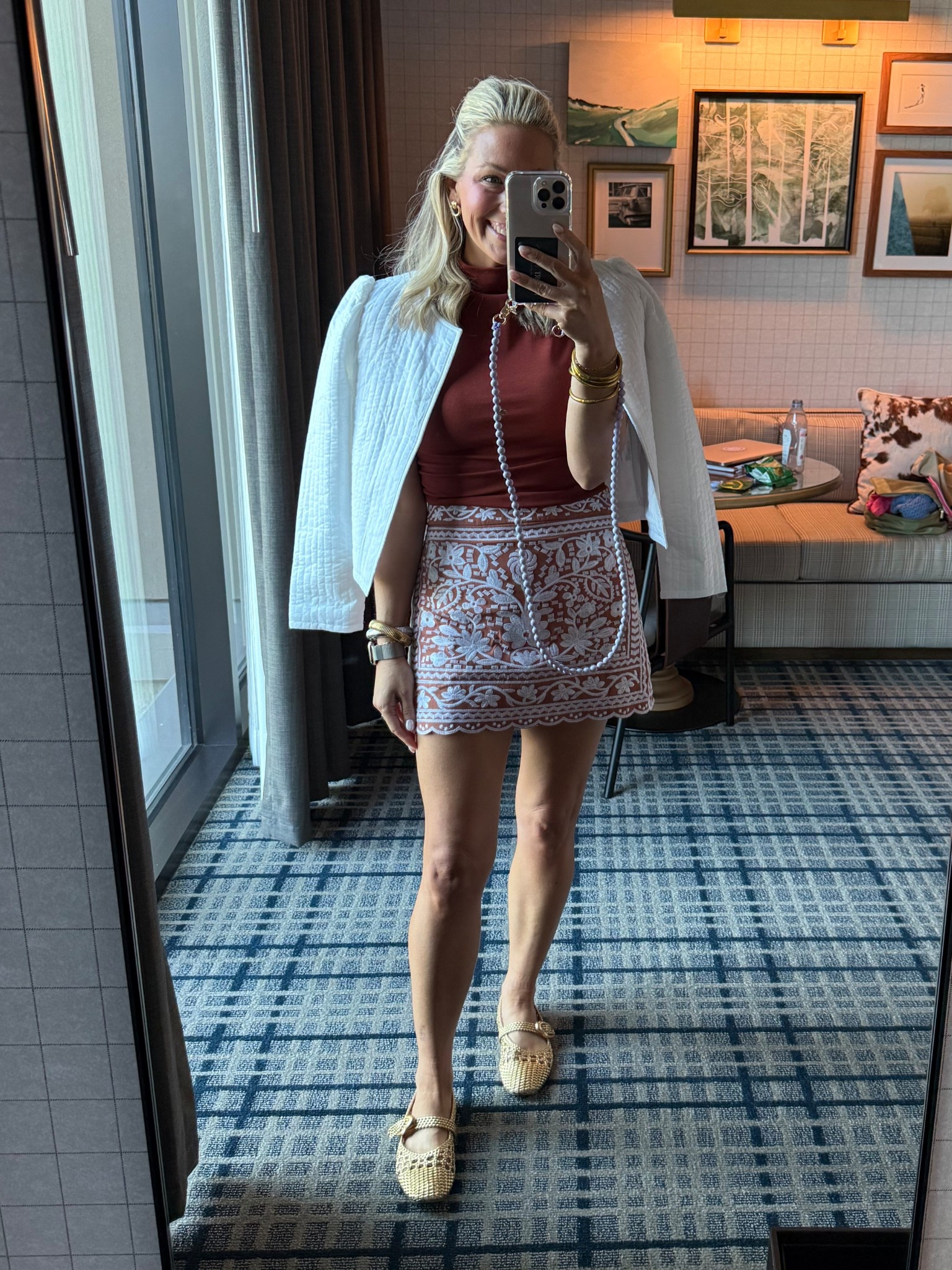 Shopping and lunch fit! 
Top- size small
Skirt- size xsmall 
Shoes- TTS 

#LTKCon #LTKPetite #LTKFindsUnder100