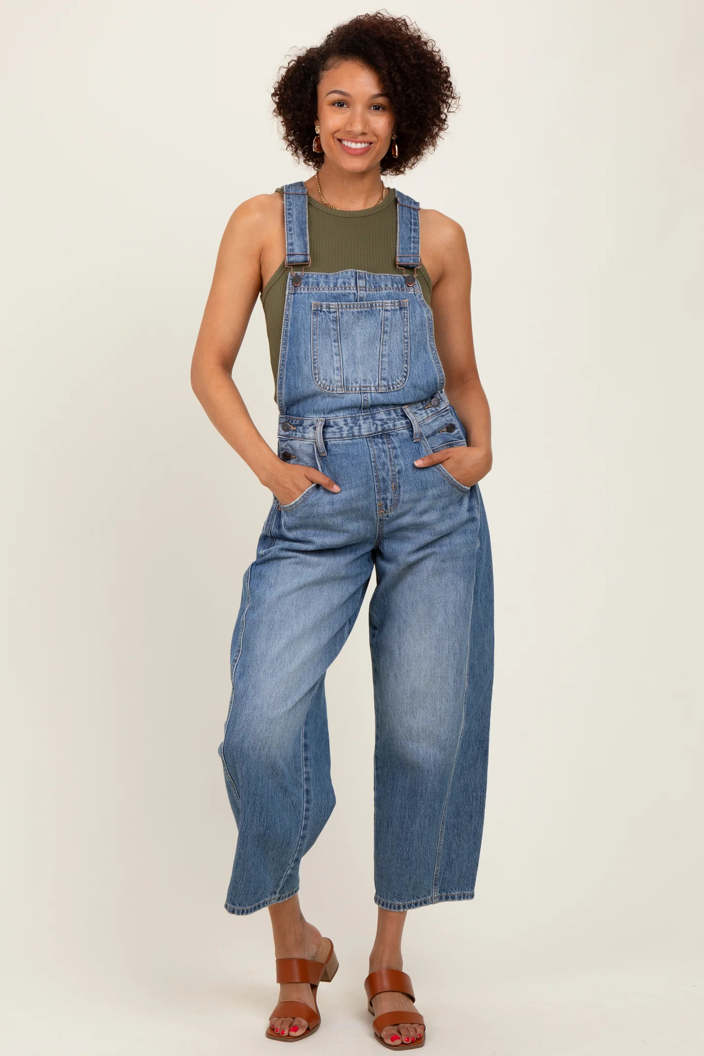 Blue Barrel Leg Overalls | PinkBlush Maternity