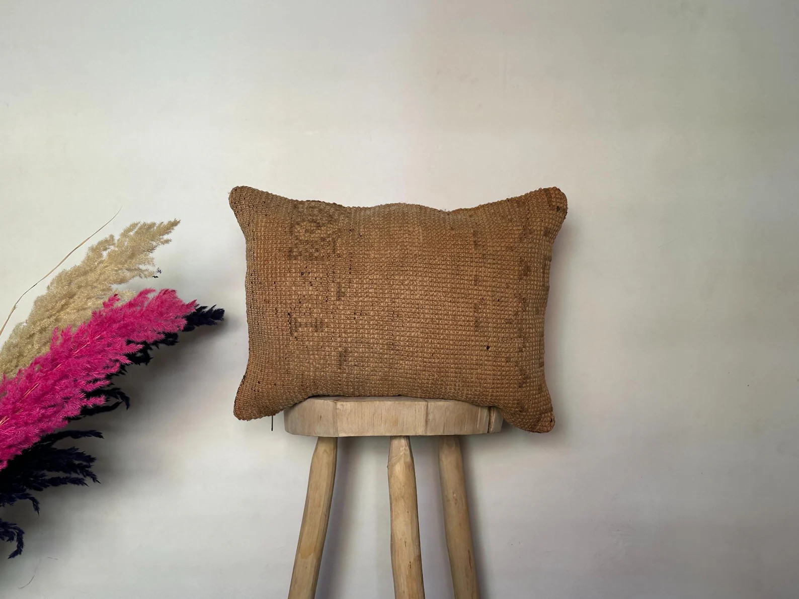 Handwoven Moroccan Wool Pillow – Vintage Boujaad Rug Cushion Cover – Boho Throw Pillow for So... | Etsy (Global)