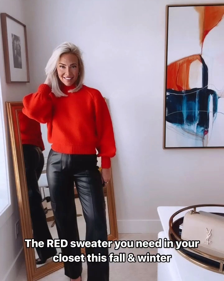 Wearing XS in the sweater and SMALL in the pants!

This red sweater is the perfect addition to your wardrobe for all of fall and winter seasons!!! This is a true RED - it’s fiery hot 🔥 and SO comfortable while being an elevated sweater you can dress UP or DOWN! 

I love this sweater with a pair of leather pants that really make the sweater pop and make the pants an accessory to the top.🔝 

I’ve linked the exact sweater I am wearing as well as the pants and some other leather pants that I have and love so much and would highly recommend. Leather is once again back on trend for this fall and winter season! PTL!! 🙌🙏

Get the sweater before it sells out because it will. It is so good and fits so perfectly, and I love how it has finch neck, waist, wrists so it’s not an oversized sweater that makes you look heavier than you are.  🤌

Happy shopping, ladies! 
XOXO, your girl for the best on trend outfits,
CeCe 🙏❤️🤌🔥🙌💎✨🍁❄️👏🖤#LTKSkinCare #LTKSkinRoutine #LTKWorkWear #LTKMidSize #LTKBridal    #LTKSummerSales     

#LTKFindsUnder50 #LTKFindsUnder100 #LTKBeauty #LTKStyleTip #LTKU #LTKActive #LTKOver40 #LTKPlusSize #LTKTravel #LTKParties #LTKHome #LTKSeasonal #LTKTravel #LTKVideo #LTKActive #LTKShoeCrush #LTKSaleAlert #LTKBump #LTKStyleTip #LTKFindsUnder100 #LTKWorkwear