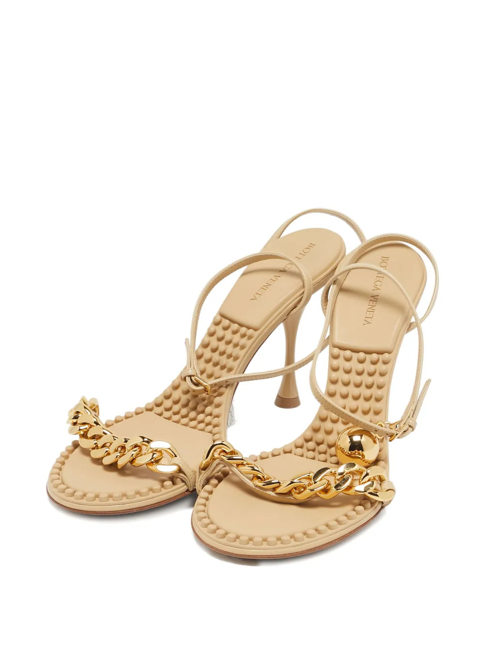 Bottega Veneta Pre-Owned 80mm chain-link Leather Sandals | Neutrals | FARFETCH CN | Farfetch (CN)
