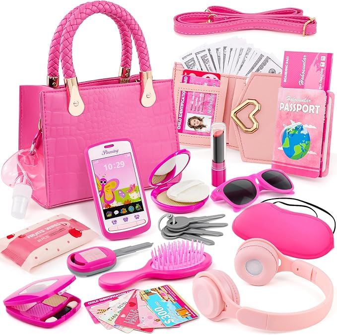 Little Girl Purse with Pretend Makeup for Toddlers, 49PCS Kids Play Purse Set - Princess Toy Acce... | Amazon (US)