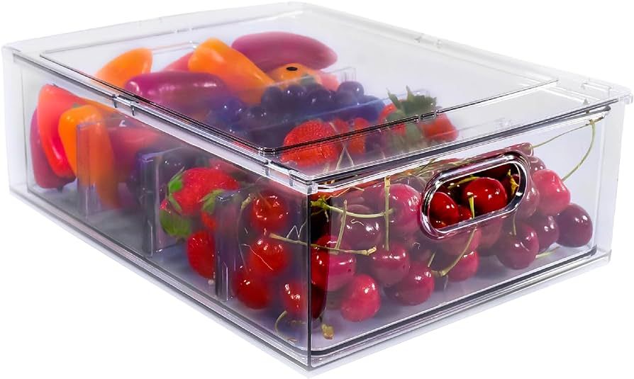 NuSaile Stackable Refrigerator Organizer Bins Pull Out Drawers with Handles - Vegetable and Fruit... | Amazon (US)