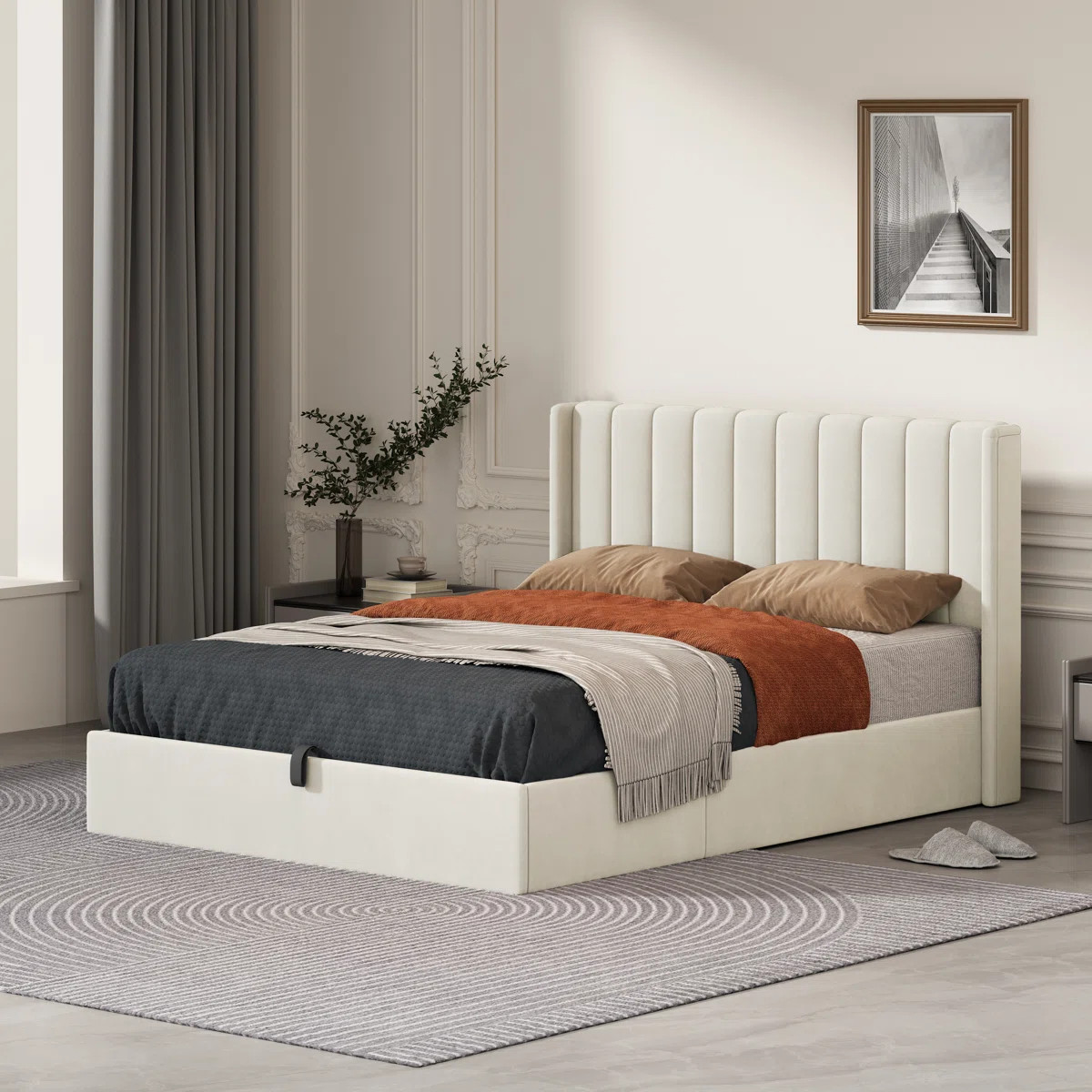 Daizia Lift Up Storage Platform Bed with Wingback Headboard | Wayfair North America