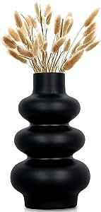 Cusmation Ceramic Vase Modern Vases for Home Decor Black Round Vases for Pampas Grass Flower Vase... | Amazon (US)
