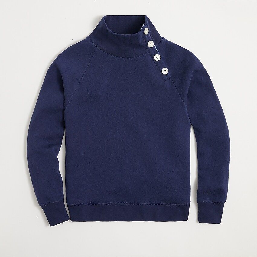 Wide button-collar pullover sweatshirt in cloudspun fleece | J.Crew Factory