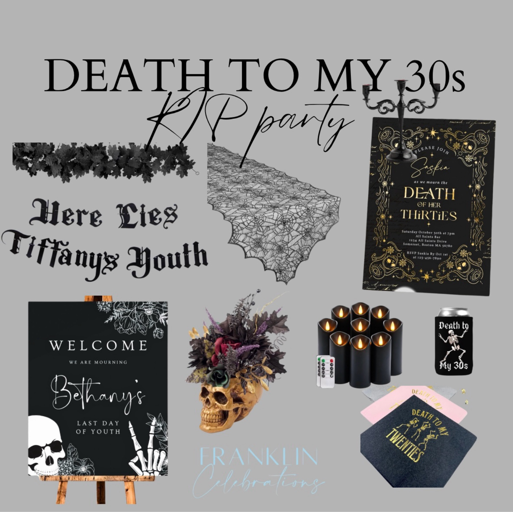 Death to my (insert your decade) or called it RIP to my Youth 🖤🤣

#deathtomy20s #deathtomy30s #ripparty #halloweenparty #halloweendecor

#LTKSeasonal #LTKHalloween #LTKParties