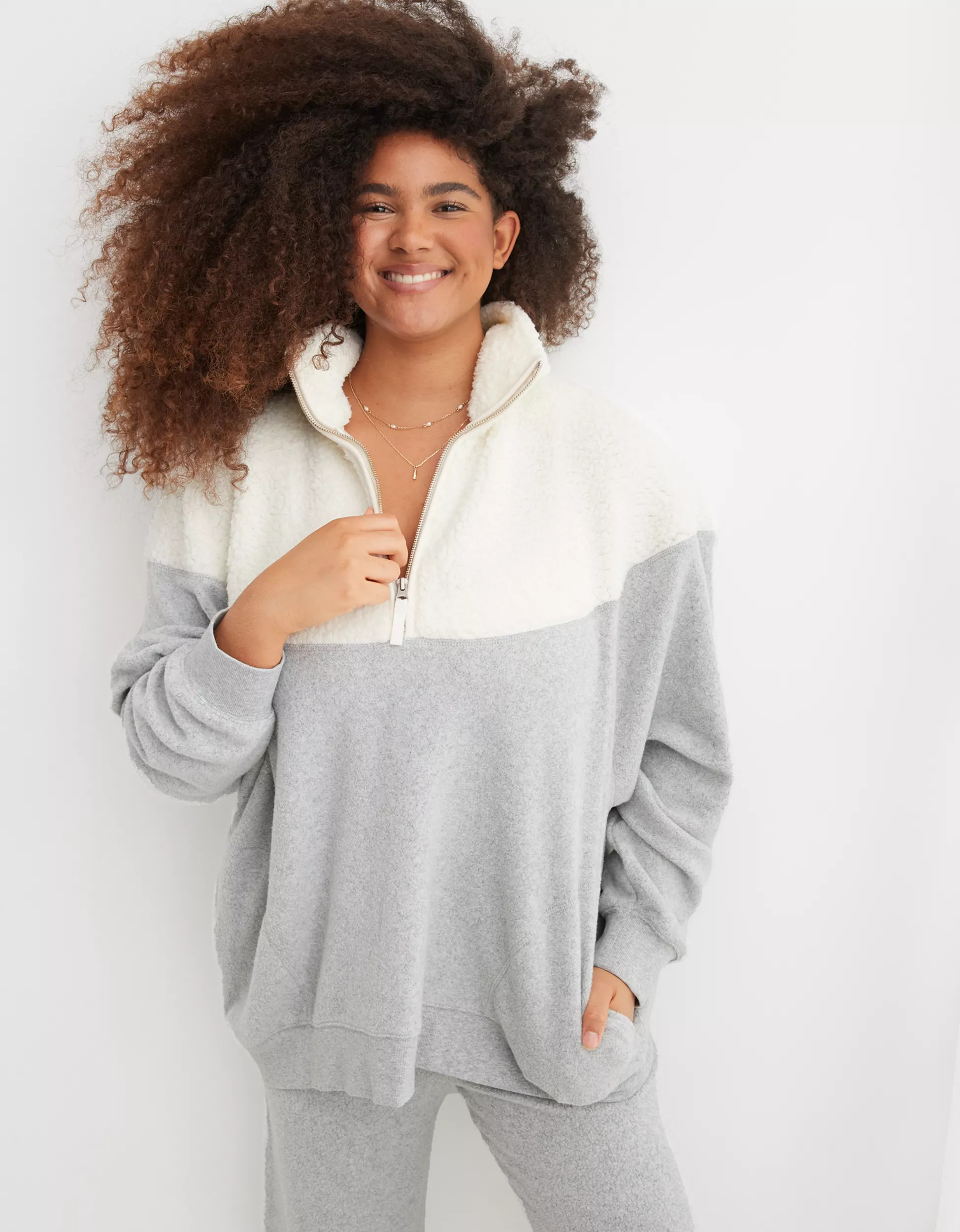 Aerie Hometown Holiday Quarter Zip Sweatshirt | Aerie